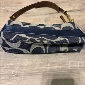 Coach Blue and Brown Patterned Shoulder Bag